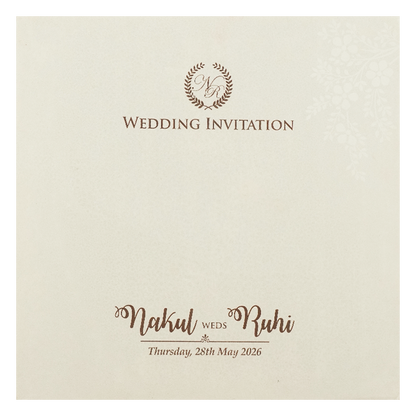 White Floral Elephant Padded Wedding Card-KRE28320