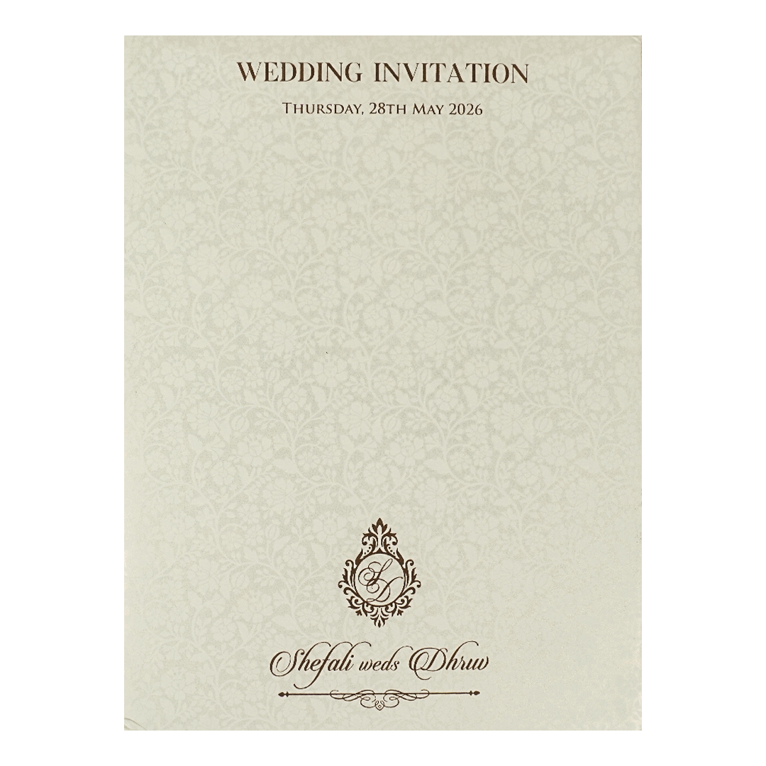 White Floral Arch Padded  Wedding card-KRE28130