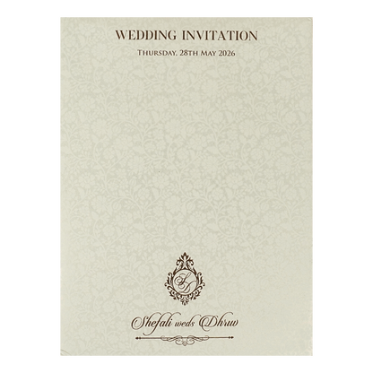 White Floral Arch Padded  Wedding card-KRE28130