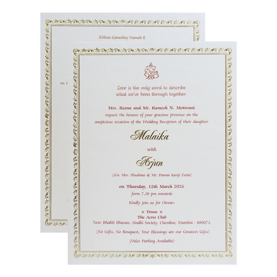 White Laser Cut Floral Modern Padded Wedding Card-KMMEX8250