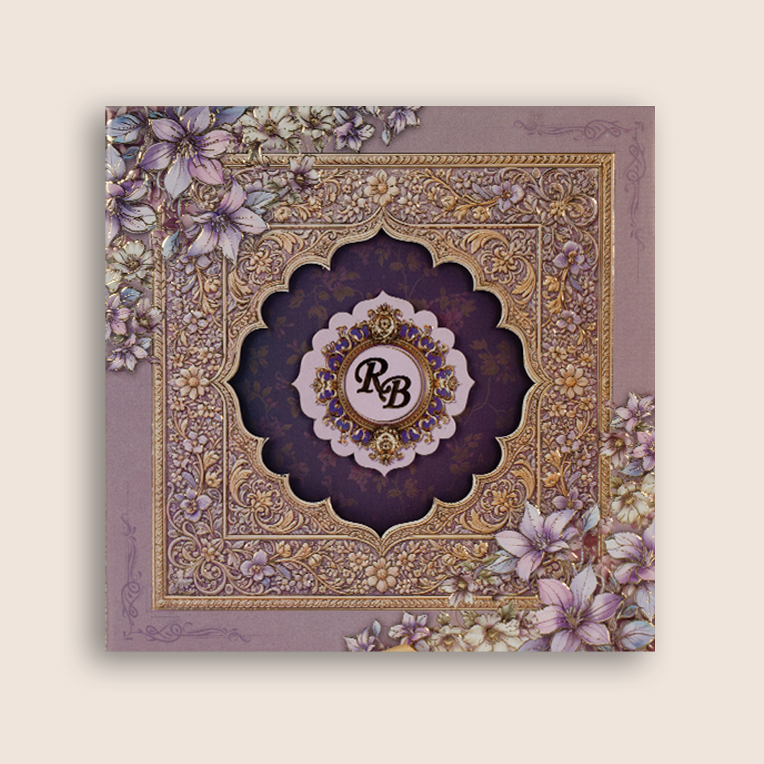 Lavender Floral Arch Royal Wedding Invitation Box - KSI33260
