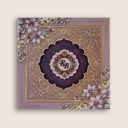 Lavender Floral Arch Royal Wedding Invitation Box - KSI33260