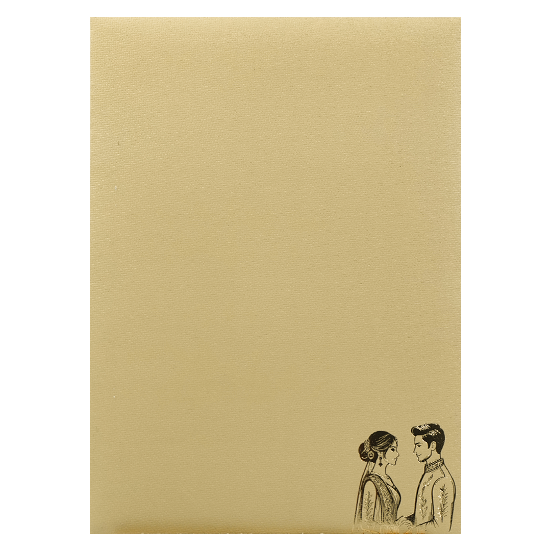 Gold Ivory Couple Gatefold Wedding Card-KNCM043GG