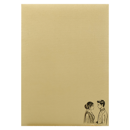 Gold Ivory Couple Gatefold Wedding Card-KNCM043GG