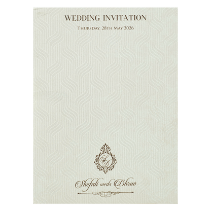 White Embossed Arch Padded Wedding card-KRE28150