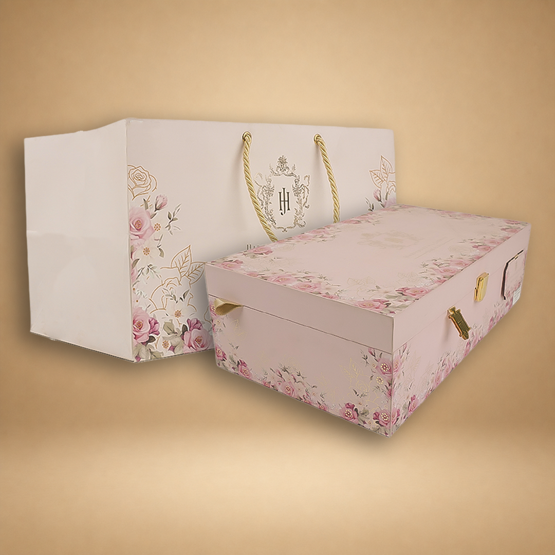 Pink Premium Rose Floral Luxury Invitation Box - KNLW202535