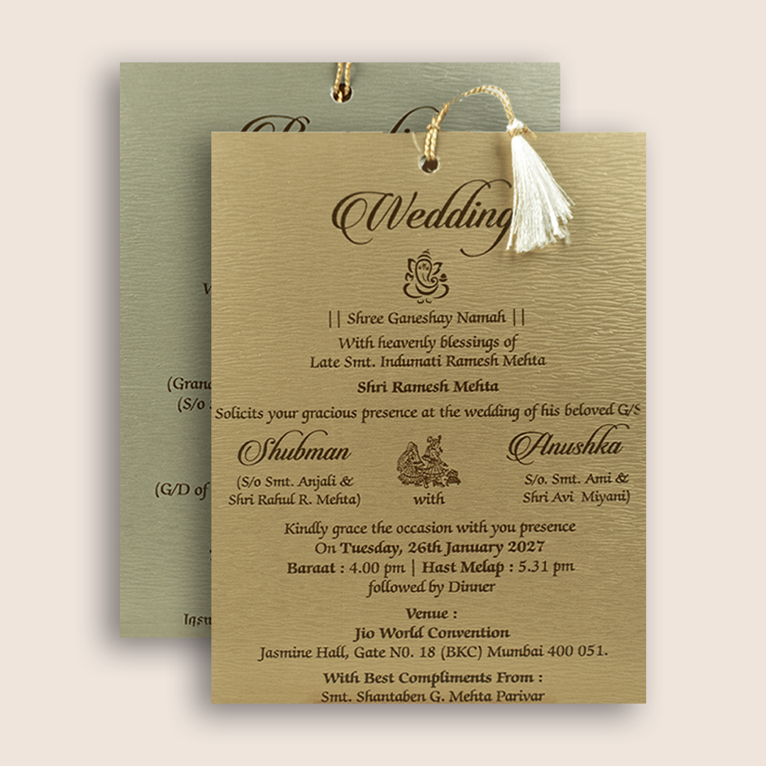 Grey Floral Laser Cut Wedding Invitation - KRB10140