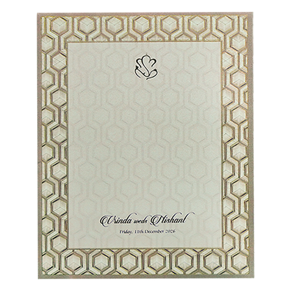 Ivory &amp; Gold Padded Geometric Wedding Invitation Card-KPR24770