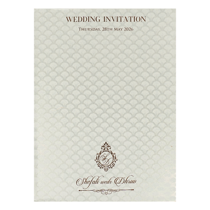 White Embossed Royal Elephant Wedding Card-KRE28420