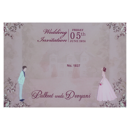 Lavender Bride Groom Padded Wedding Card-KJTS1837