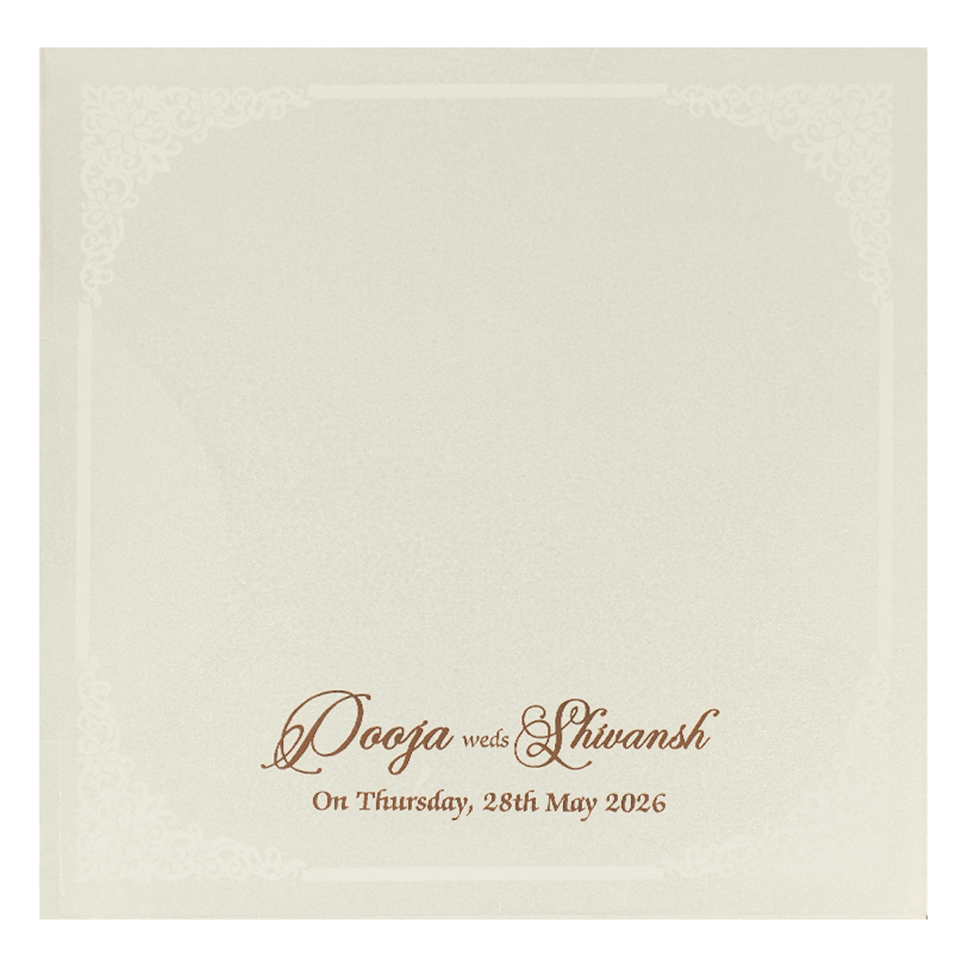 White Ganesha Floral Wedding Card-KRE27710