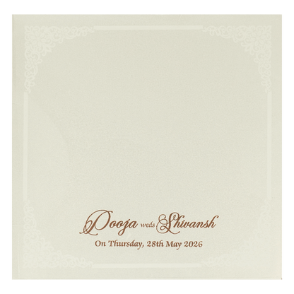 White Ganesha Floral Wedding Card-KRE27710