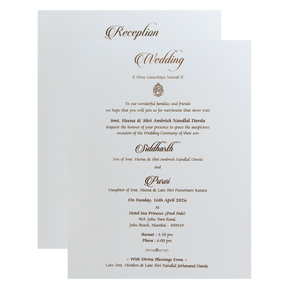 Blue Silver Floral Monogram Double Door Wedding Card - KMMWD1114
