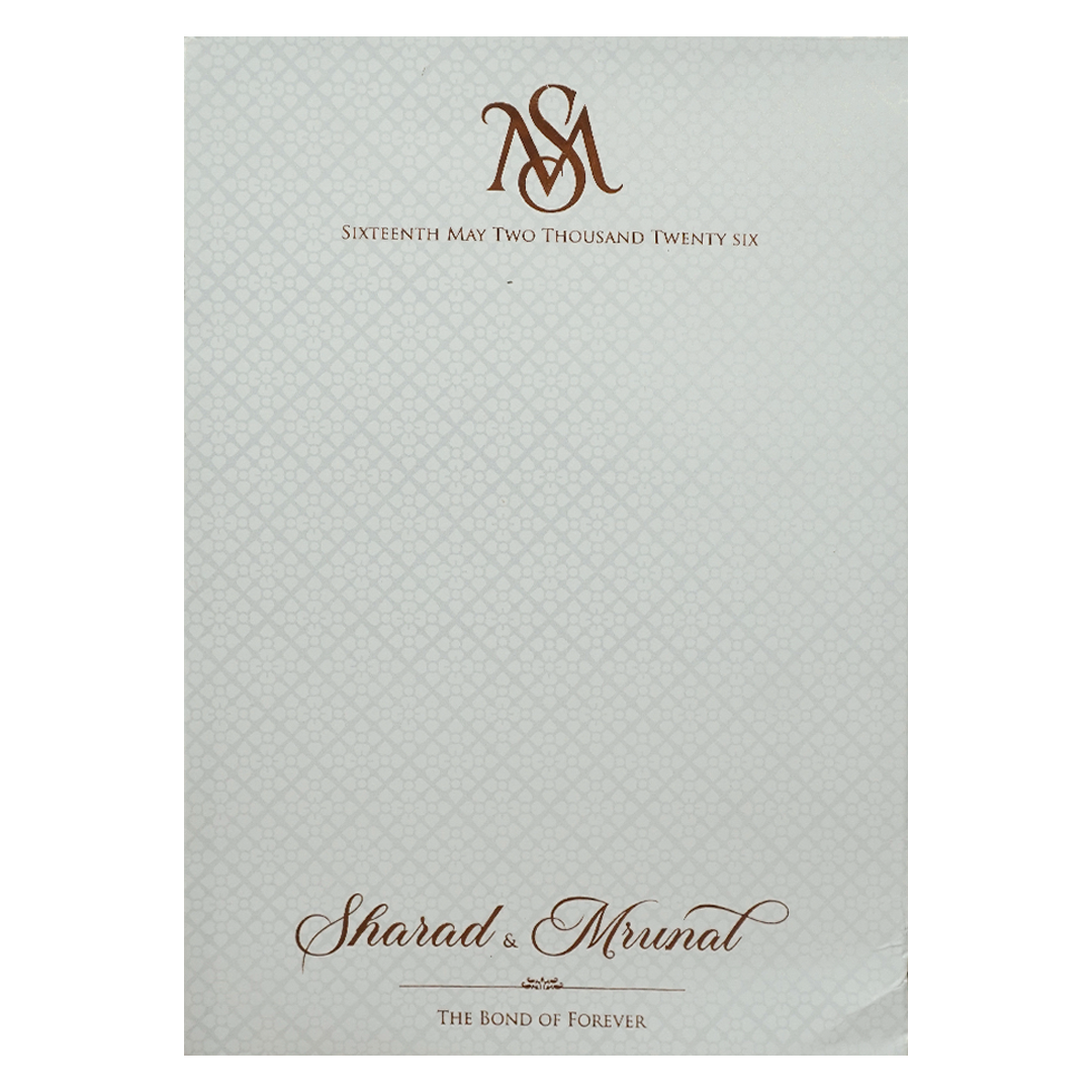White Ganesha Procession Wedding card-KRE28640