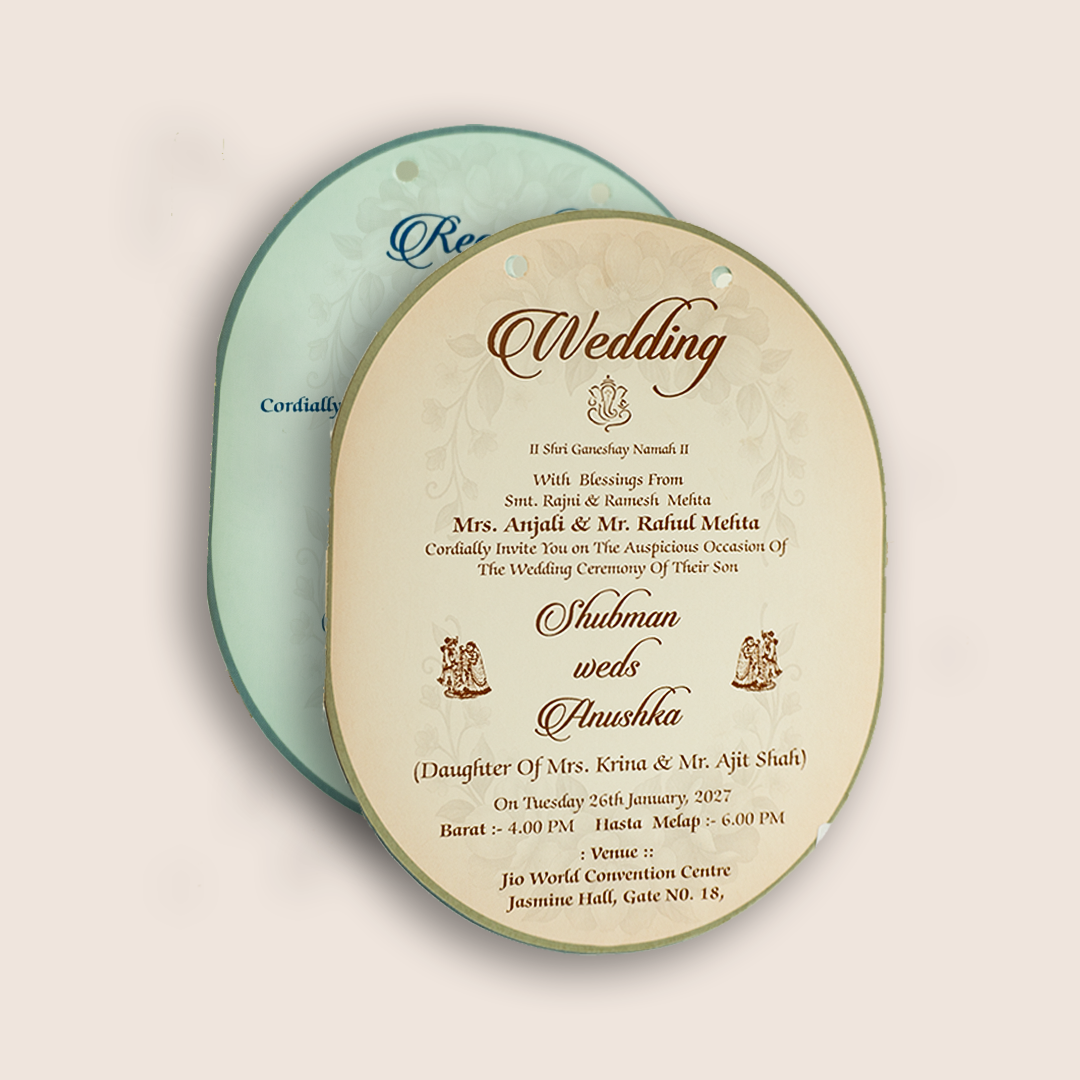 Lavender Floral MDF Laser Cut Wedding Invitation Card - KRB10040