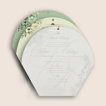 Pastel Green Floral MDF Laser Cut Wedding Card - KFR17130