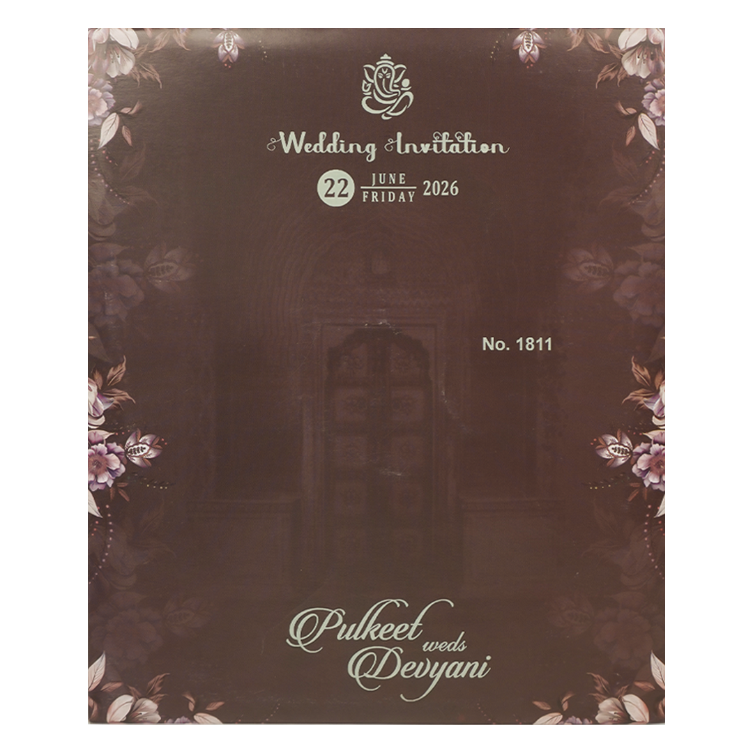 Brown Floral Wedding Card-KJTS1811