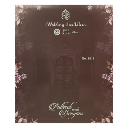 Brown Floral Wedding Card-KJTS1811