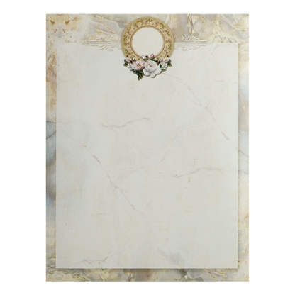 Cream Floral Marble Wedding Card-KNKC4084