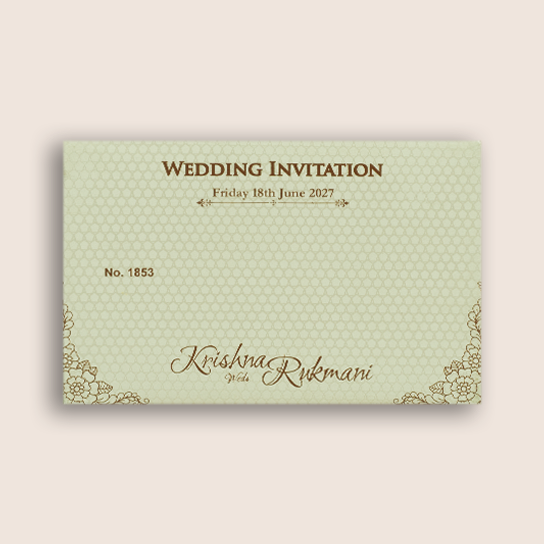 White Floral Lattice Padded Wedding Invitation Card- KJTS1853