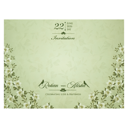 Mint Green Floral Padded Wedding Card-KFR15310