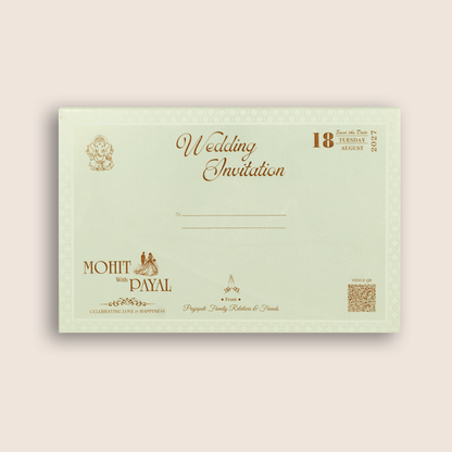 White Embossed Floral Padded Wedding Invitation - KSH27220