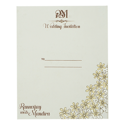 White Pearl Floral Ring Ceremony Wedding Card-KSI64620