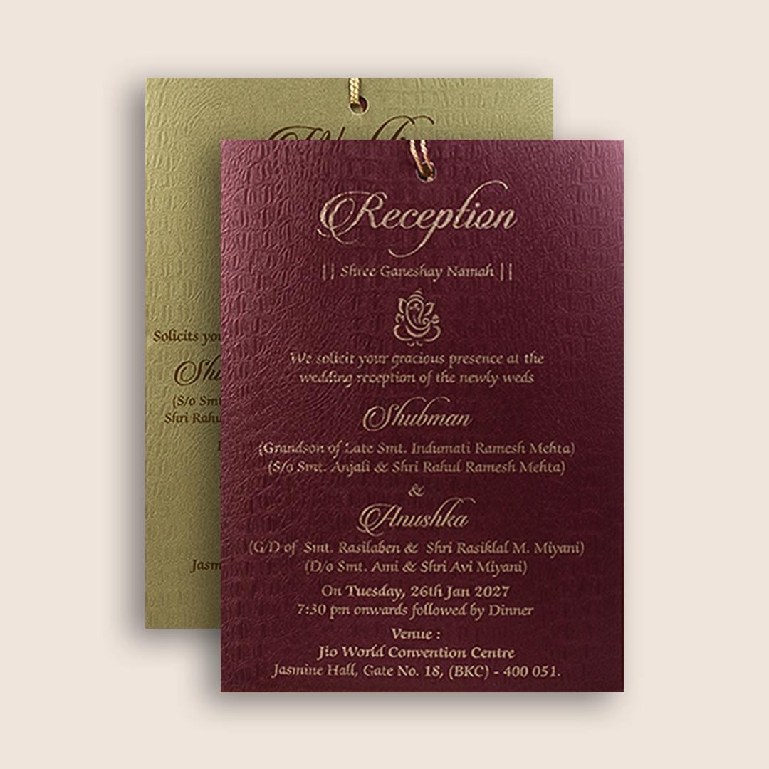 Maroon Floral MDF Laser Cut Wedding Invitation - KRB10151