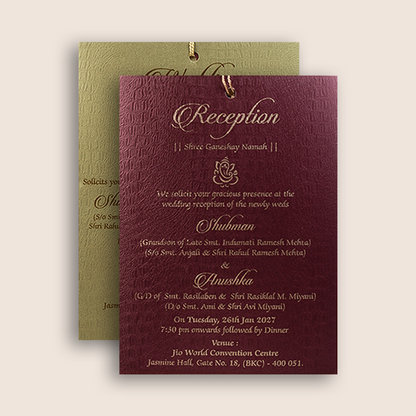 Maroon Floral MDF Laser Cut Wedding Invitation - KRB10151