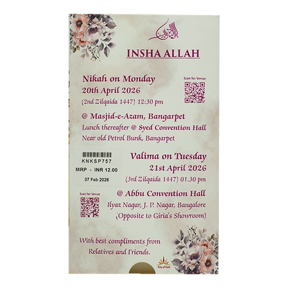 Grey Slide Floral Bride Groom Wedding Card-KNKSP757