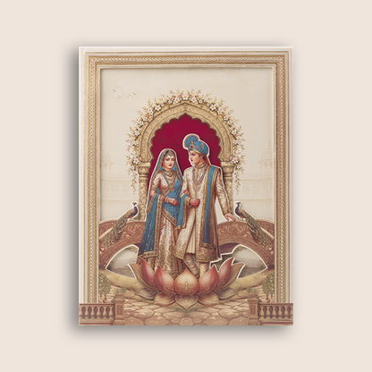 Cream Bride Groom Laser Cut Padded Wedding Card - KAA05910