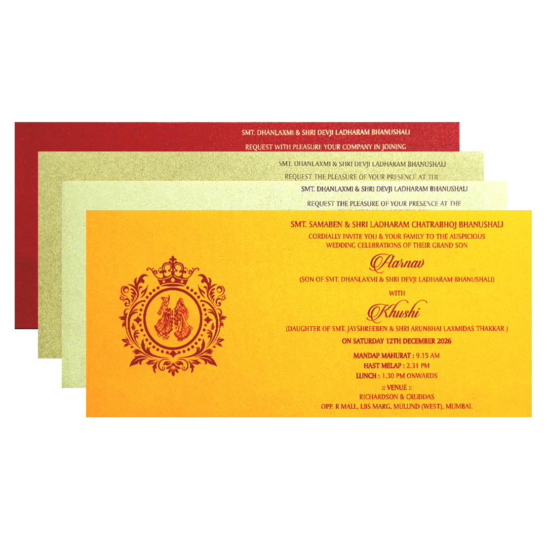 Red Gold Foil Embossed Classic Wedding Invitation Card-KPR06250