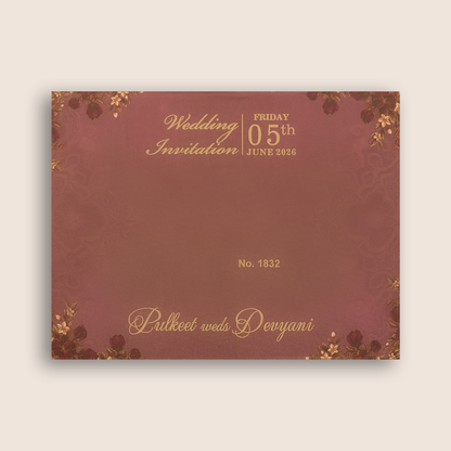 Dark Pink Floral Door Style Padded Invitation Card - KJTS1832