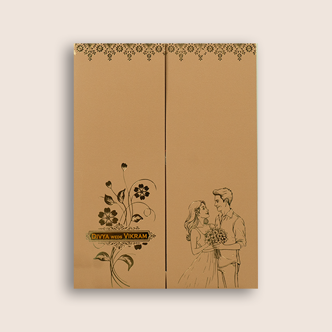 Pastel Orange Bride Groom Wedding Invitation Card - KNRR8707B