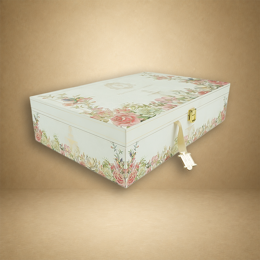 White Premium Floral Luxury Invitation box - KNLW202529