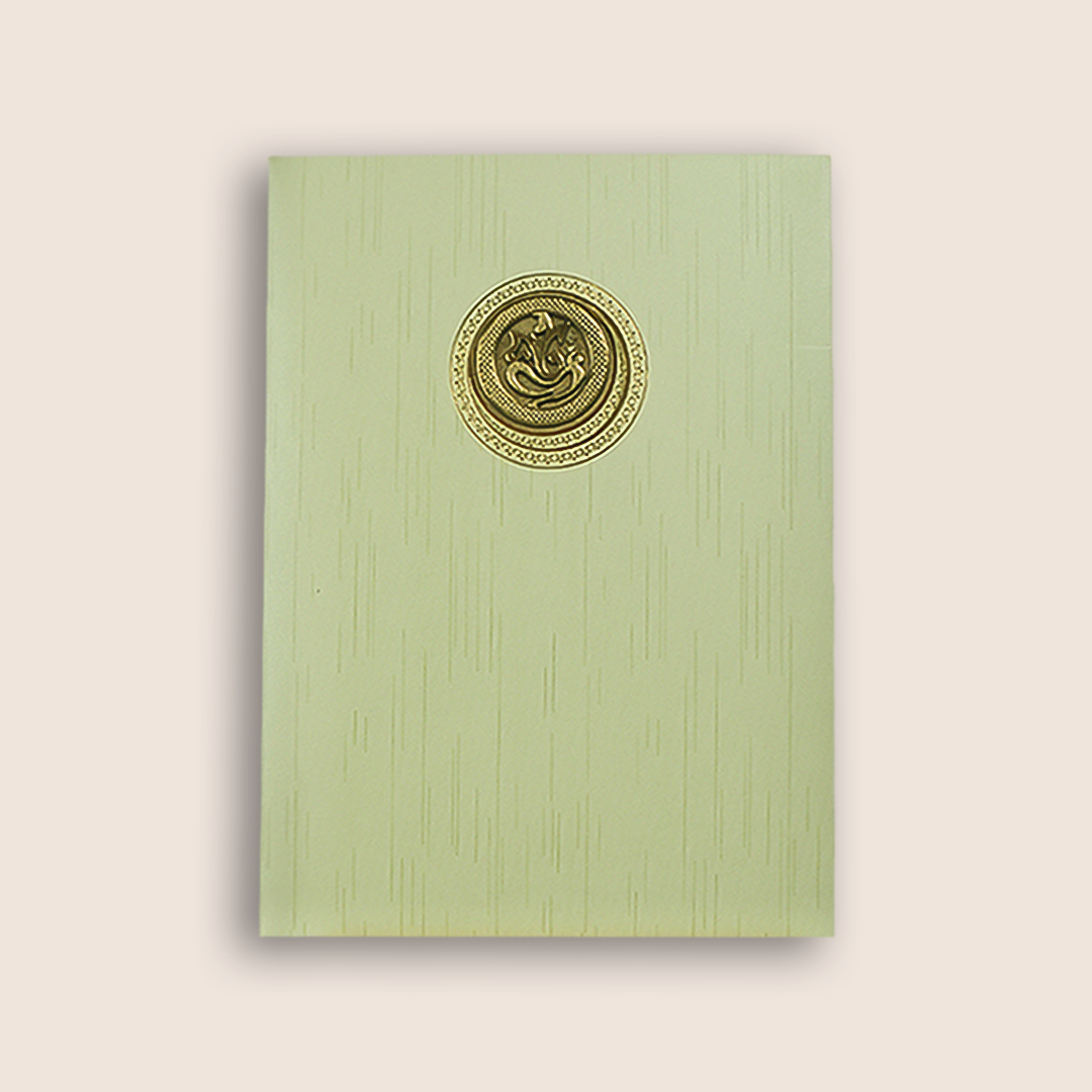 Pista Green Shiny Ganesha Wedding Card-KNKR039G
