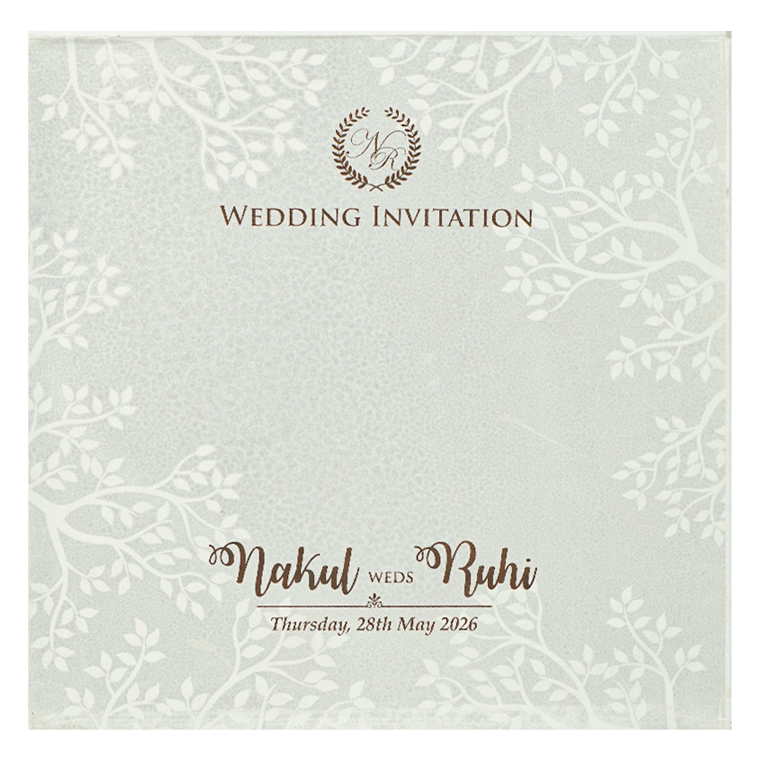 White Royal Procession Elephant Wedding Card-KRE28540