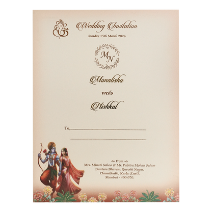 Rama Sita Temple Themed Wedding Card-KSH72320