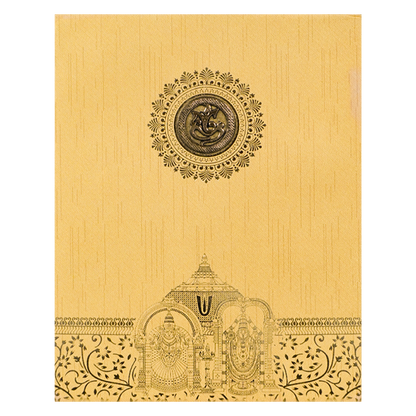Gold Temple God Padded Wedding Card-KNM9318G