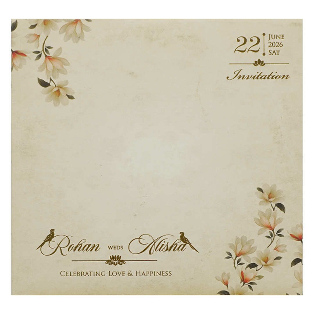 Ivory Cream Floral Laser-cut Wedding Card - KFR16180