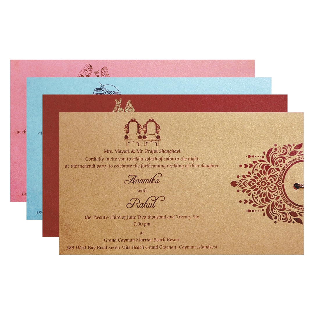 Pink Gold Mandala Cutout Wedding Card-KPR06350