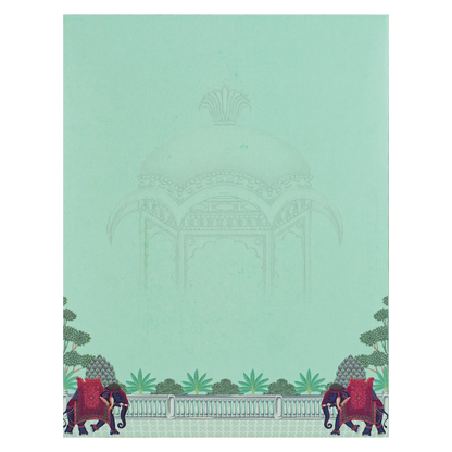 Green Floral Elephant Wedding Card-KNKC4094