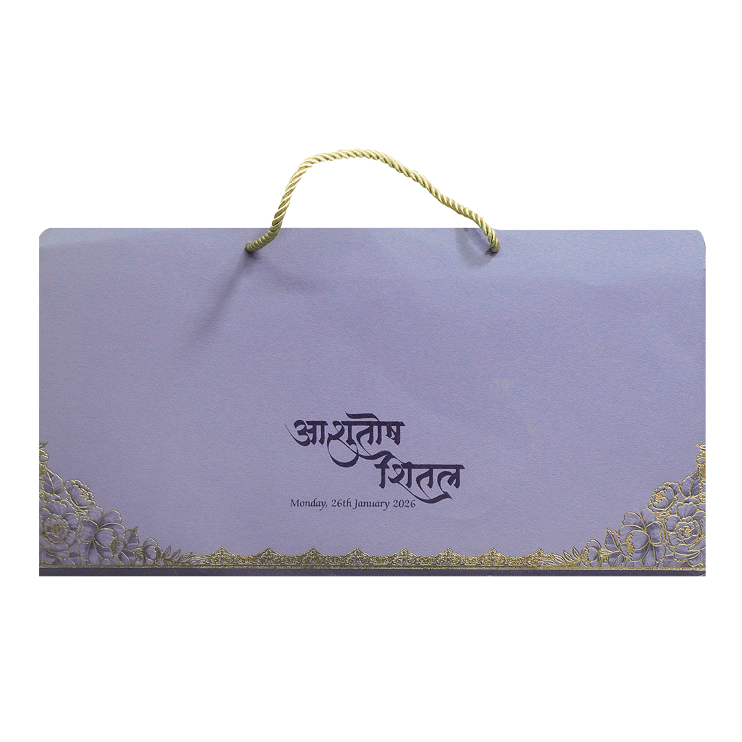 Purple Mandap Padded Wedding Card-KPR24880