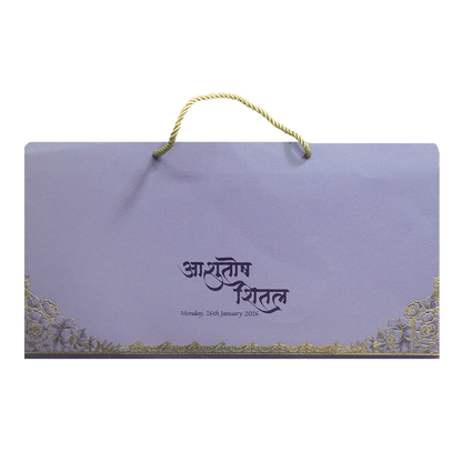 Purple Mandap Padded Wedding Card-KPR24880