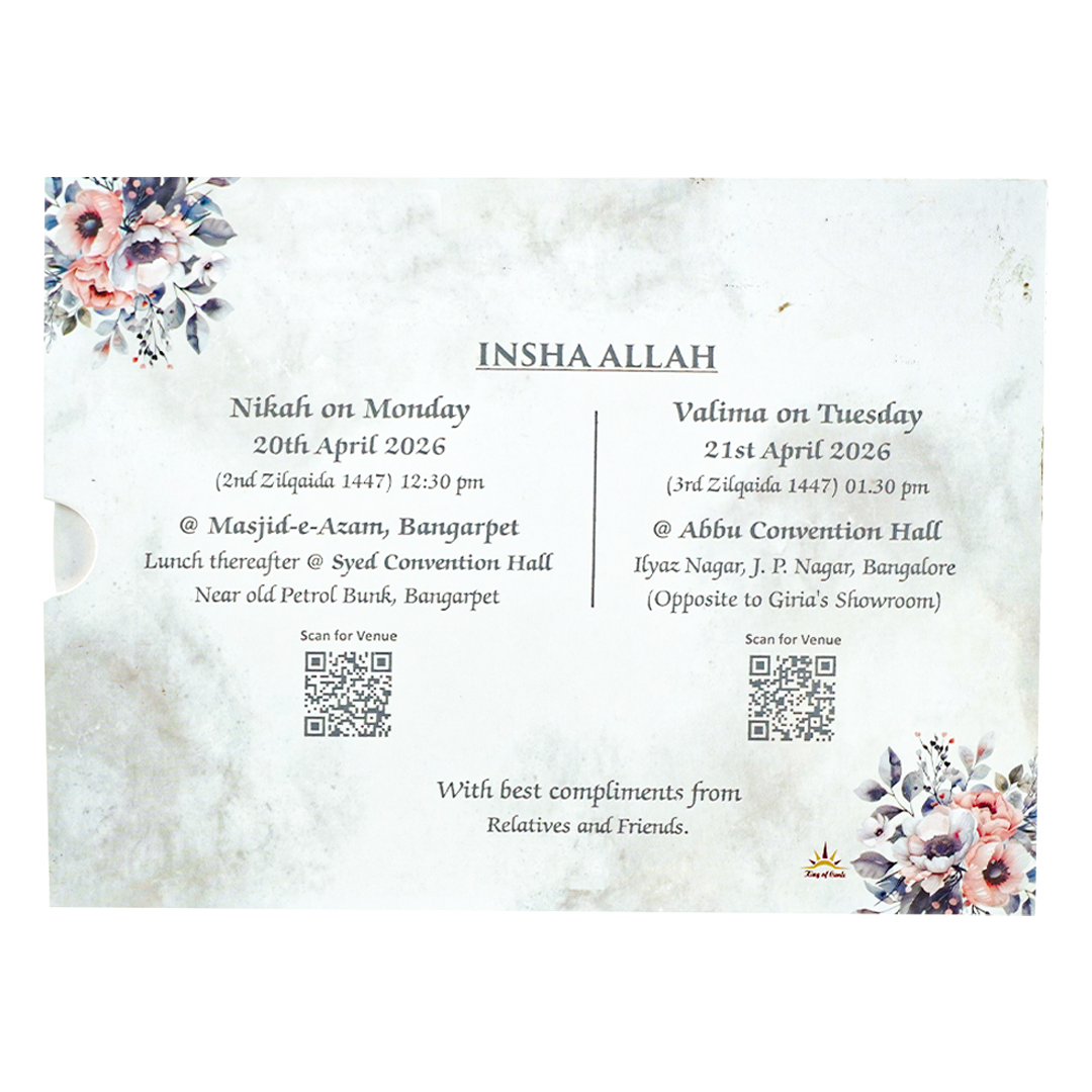 White Floral Couple Slide Invitation Card-KNKSP759