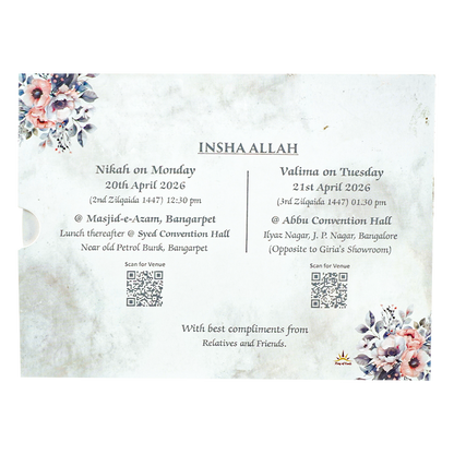 White Floral Couple Slide Invitation Card-KNKSP759