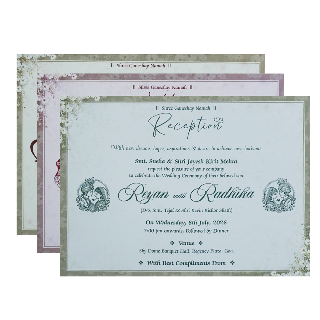 Grey Floral Padded Wedding Card - KSH72960