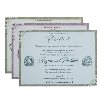 Grey Floral Padded Wedding Card - KSH72960