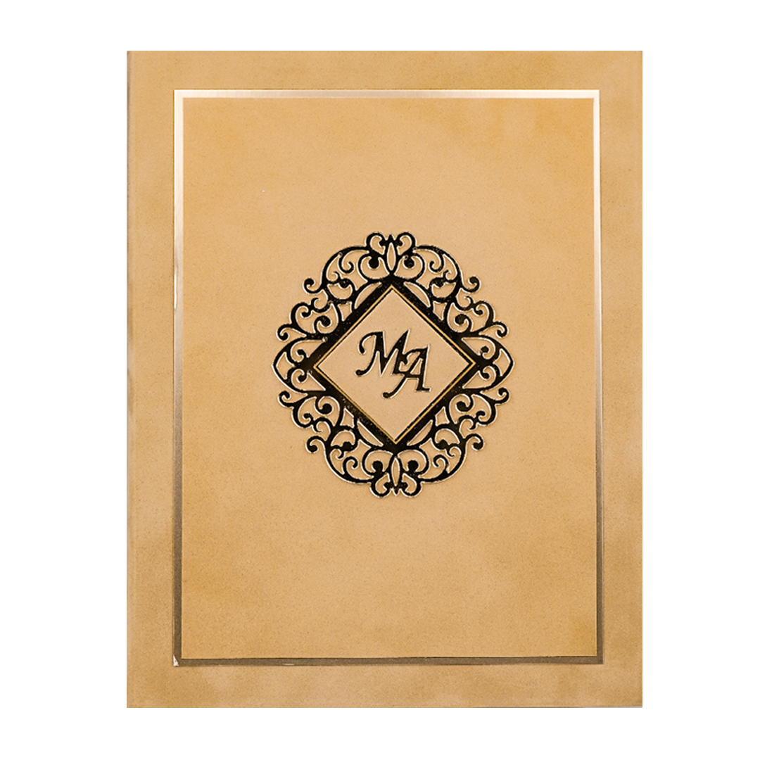 Luxury Gold Monogram Padded Wedding Card-KMMWD1167
