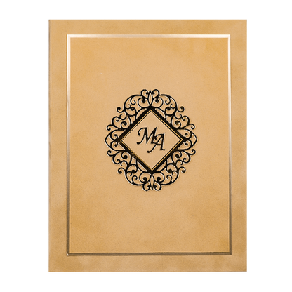 Luxury Gold Monogram Padded Wedding Card-KMMWD1167